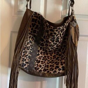 Keep it gypsy Chic Leopard Print Fringe Shoulder Bag